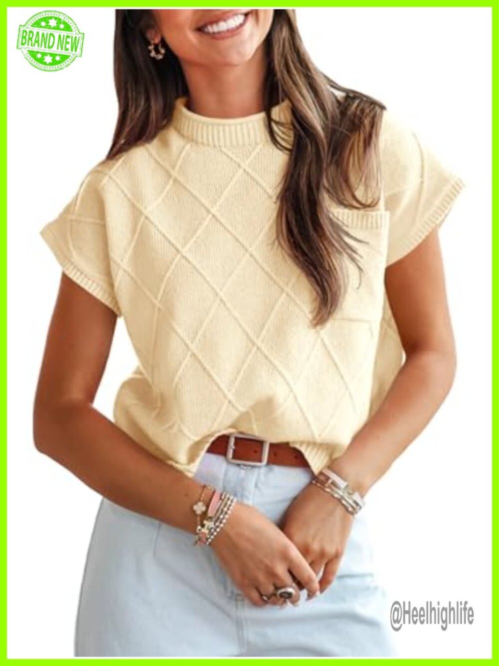 Women's Cap Sleeve Mock Neck Knit Sweater Vest Loose Fit Pullover Work Top